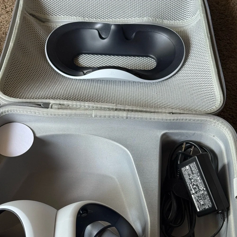White and Black Sony VR Headset Sleek Design Adjustable Fit